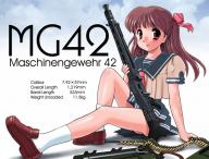 bow-in-hair brown-hair girls-with-guns linked-ammunition long-hair mg42 pink-eyes school-uniform spare-gas-tube // 640x489 // 141.7KB